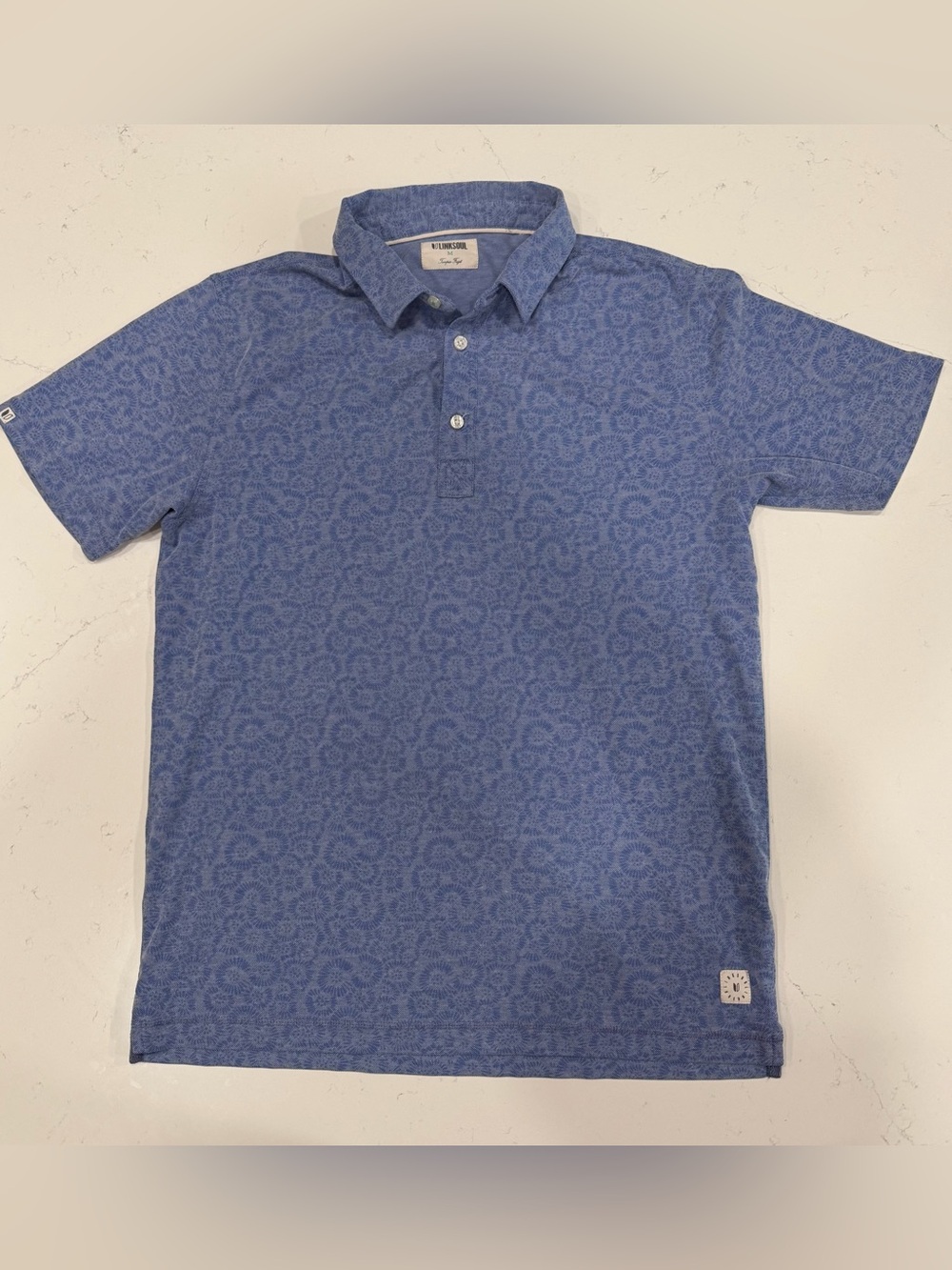 Linksoul Blue Patterned Polo Medium